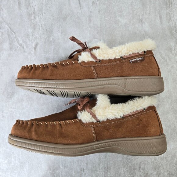 Orthofeet Tuscany Loafer Slippers Mens 10 Wide Brown Suede Comfort Slip On Shoes - Picture 7 of 11